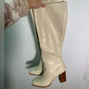 Dolce Vita Flin Leather Knee High Boots Sz 9.5 Ivory  $225